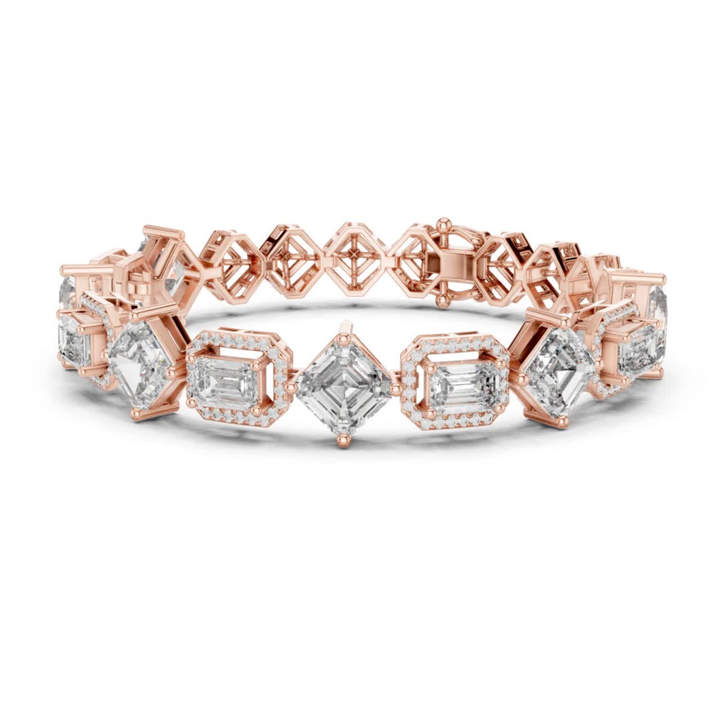 Round, Emerald & Radiant Diamond Bracelet | Luxury Tennis Style