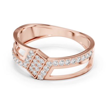 Luxury Geometric Diamond Open Ring | Modern White Gold Style