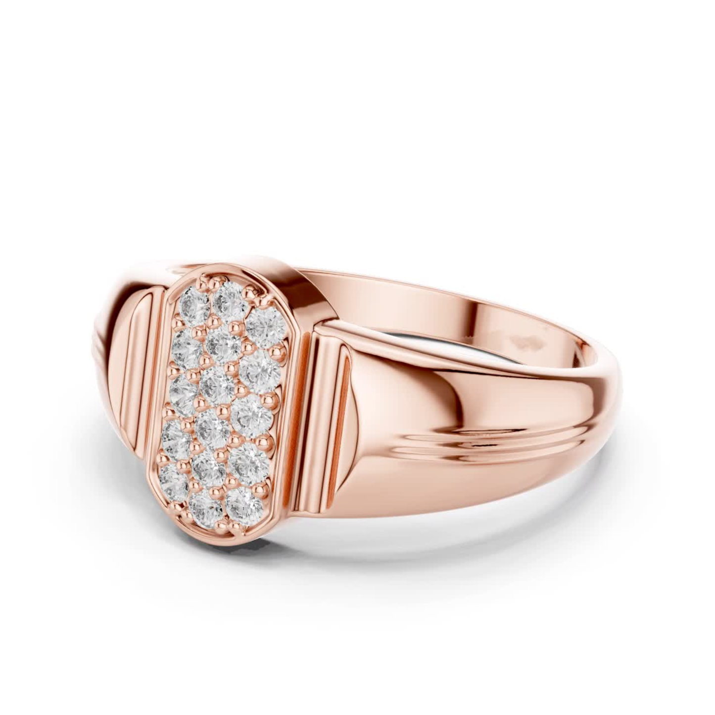 Round Diamond Cluster Signet Ring | Modern Luxury Style