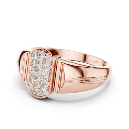 Round Diamond Cluster Signet Ring | Modern Luxury Style