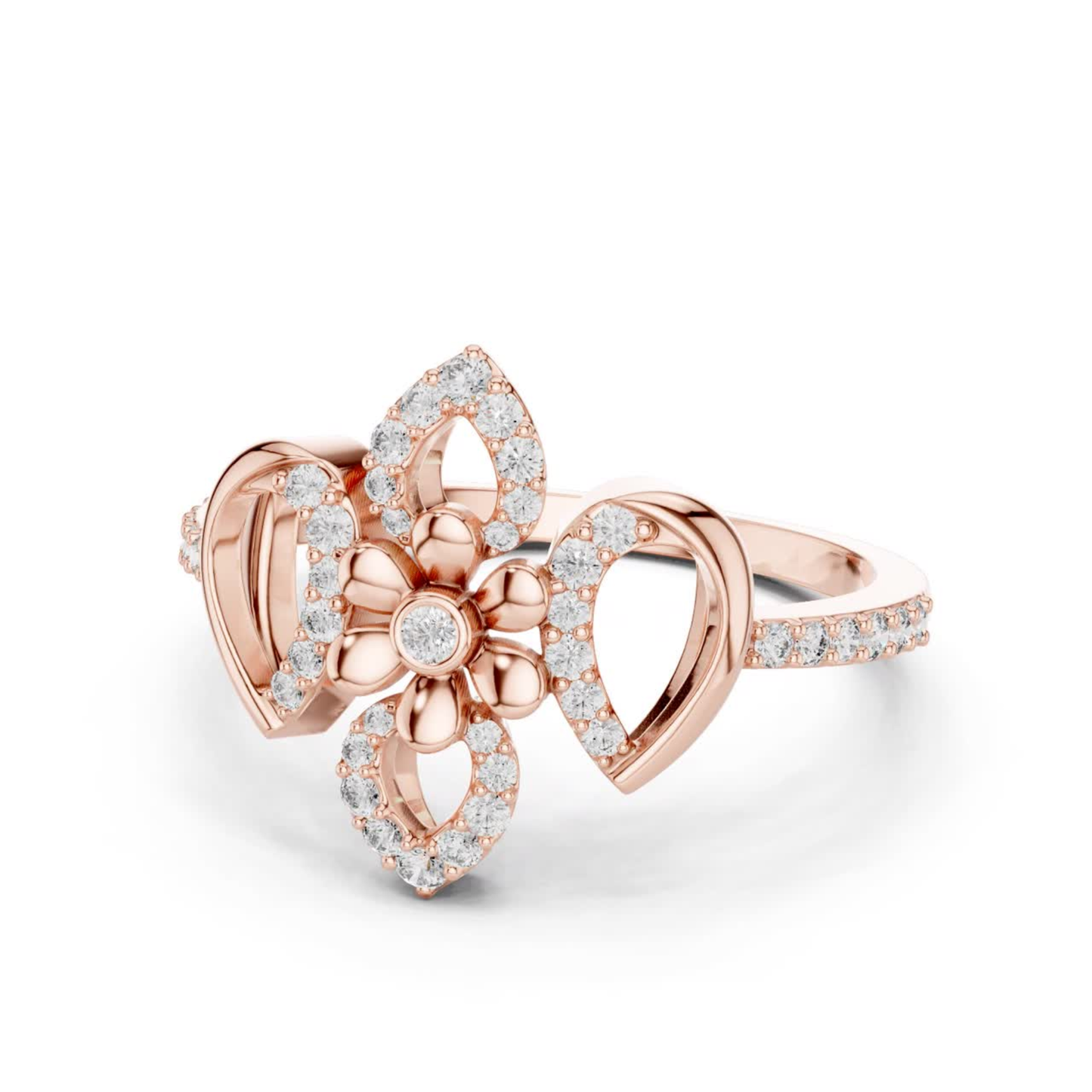 Floral Diamond Open Ring | Elegant Luxury Flower Style