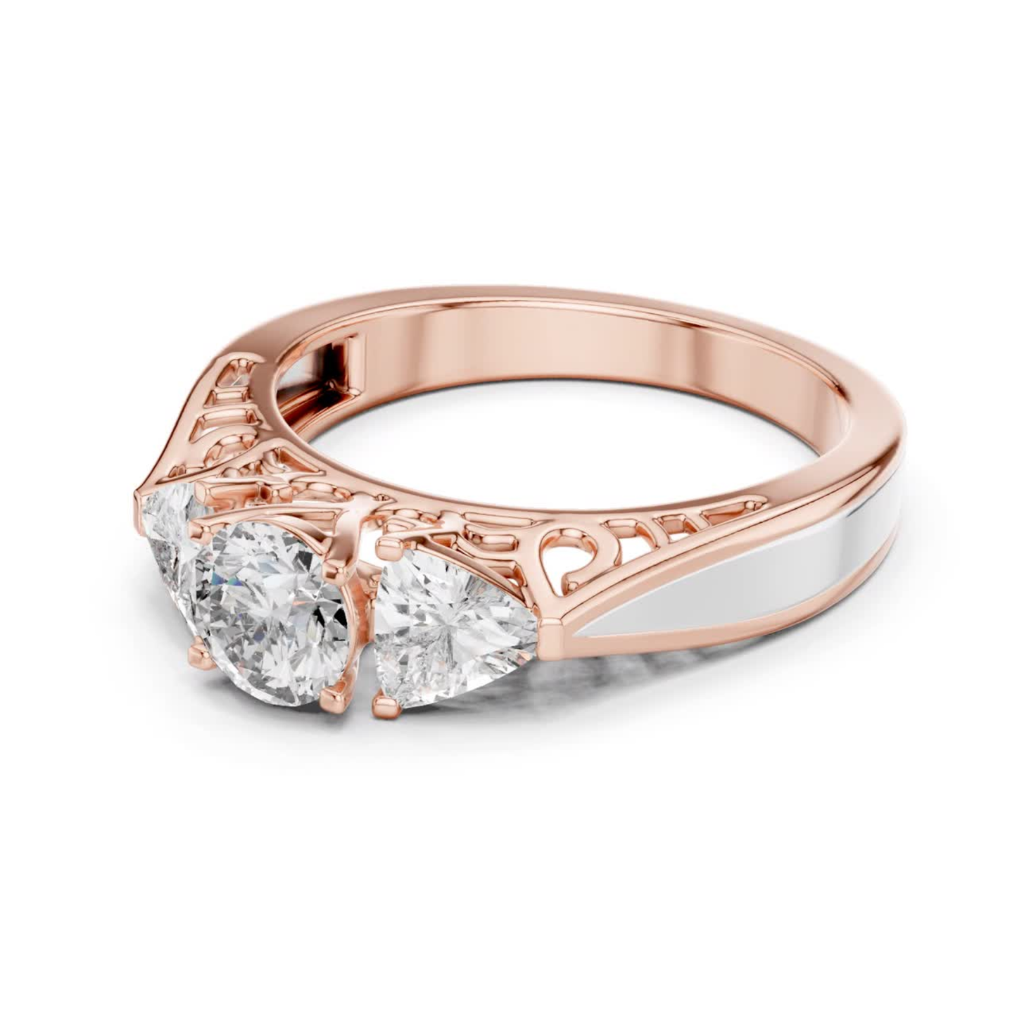 Runder Diamant-Ring mit drei Steinen | Drei Steine, eine Liebe
