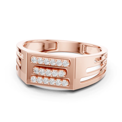 Round Cut Triple Row Men's Diamond Band | Modern Luxury Style