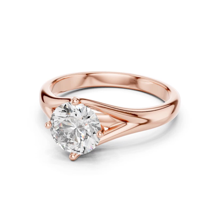 Round Diamond Split Band Ring | 18K Gold Fine Jewelry