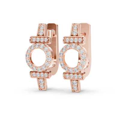 Geometric Circle Diamond Drop Earrings | Modern Gold Luxury