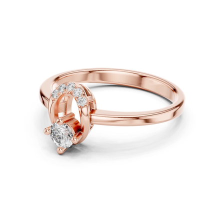 Round Diamond Curved Accent Ring | Elegant Modern Gold Style
