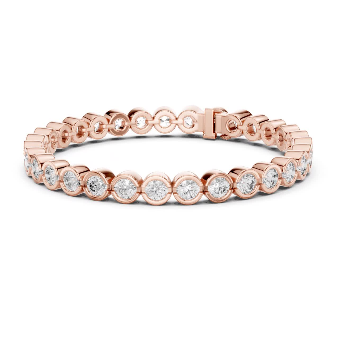 Round Bezel Set Diamond Tennis Bracelet | Modern Luxury Style