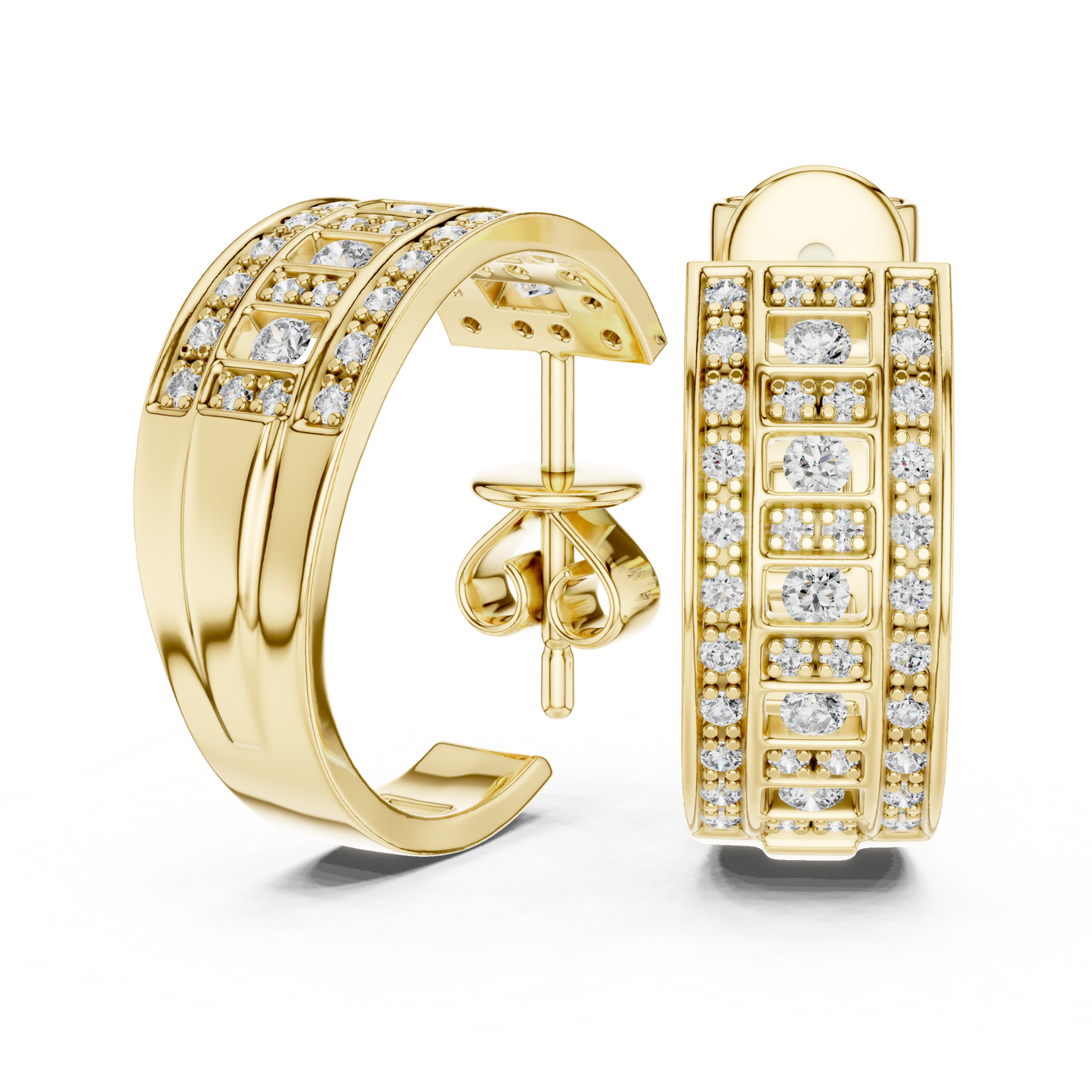 Geometric Diamond Hoop Earrings with Round Brilliant Details | Modern Luxe
