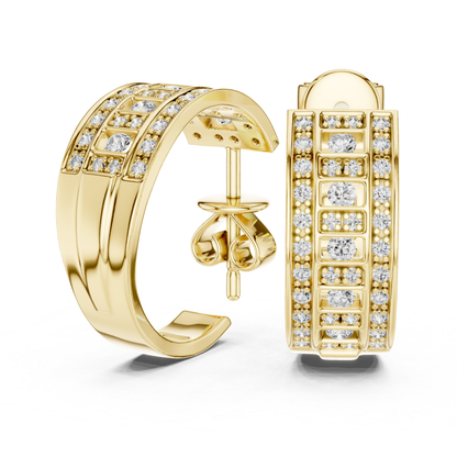 Geometric Diamond Hoop Earrings with Round Brilliant Details | Modern Luxe