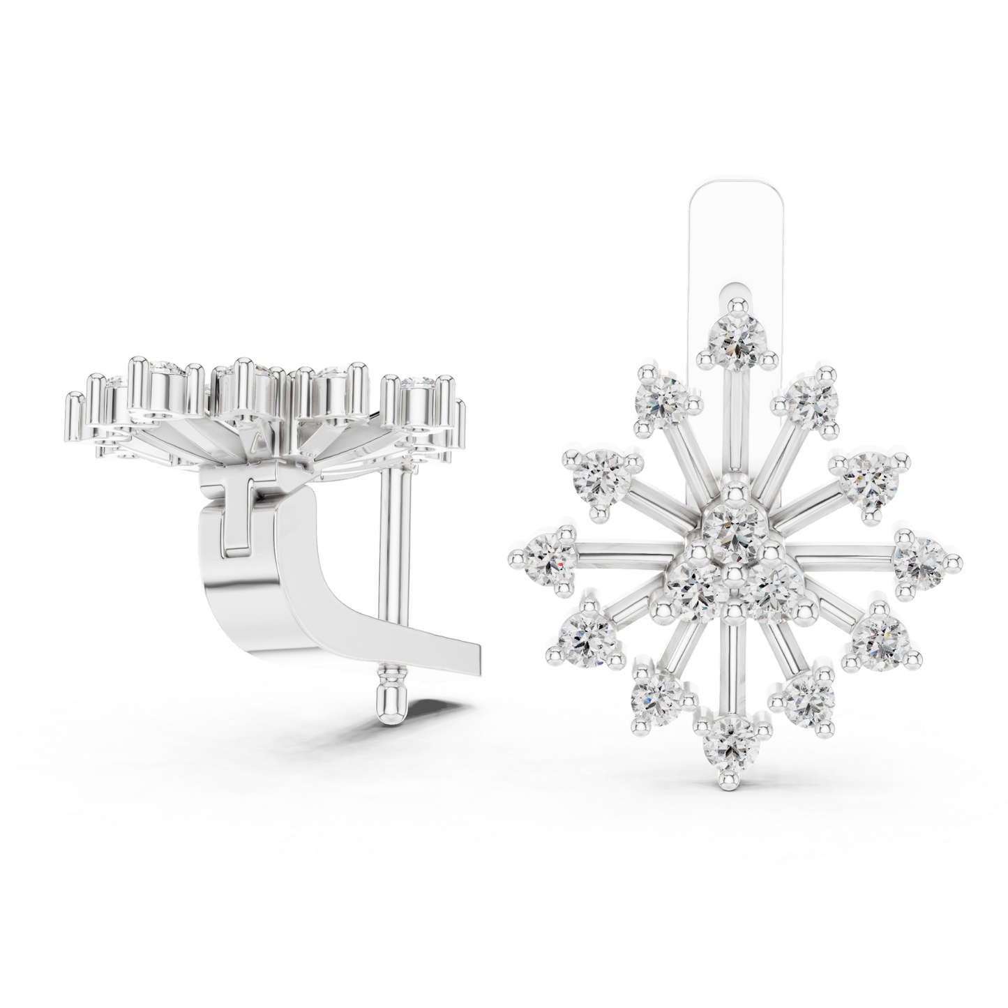 Starburst Diamond Stud Earrings with Round Brilliant Details | Celestial Glow