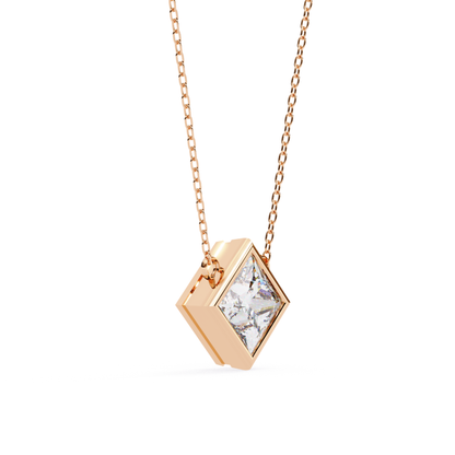 Princess cut Lab Grown Diamond Pendant With Chain