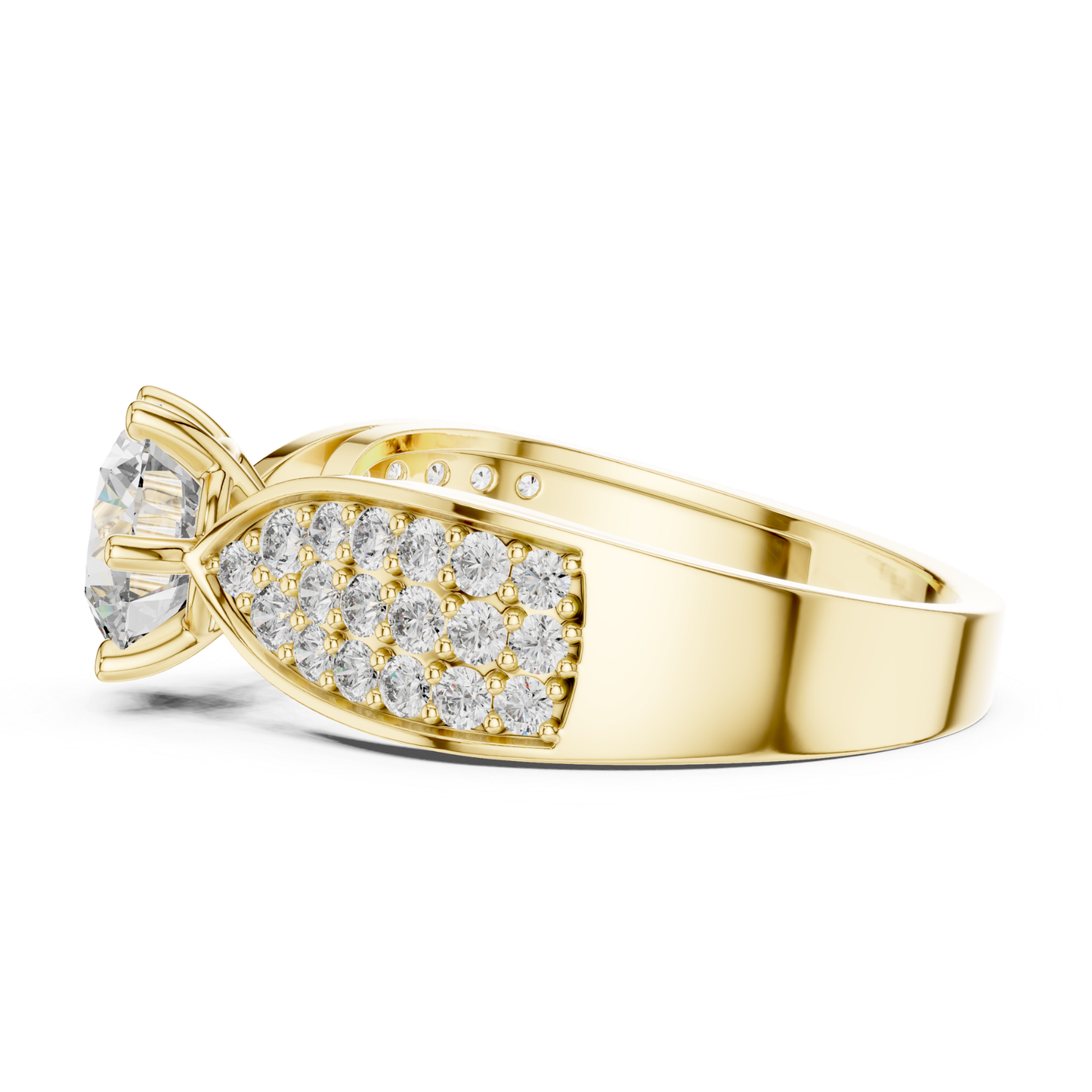 Round Cut Diamond Ring with Wide Pave Shoulders | Bold & Brilliant