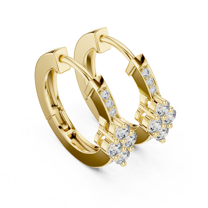 Floral Diamond Hoop Earrings with Round Brilliant Cluster Detail | Eternal Bloom