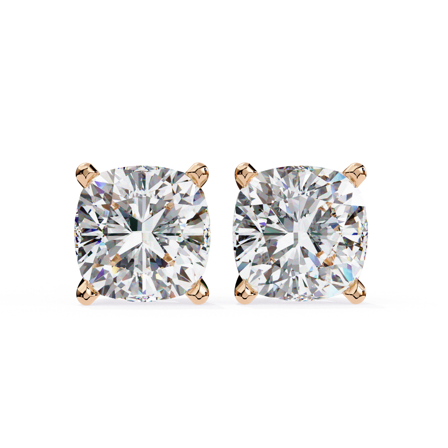 Pure Glow Laborgezüchtete Diamantkissen-Ohrstecker | Feines 18K Gold