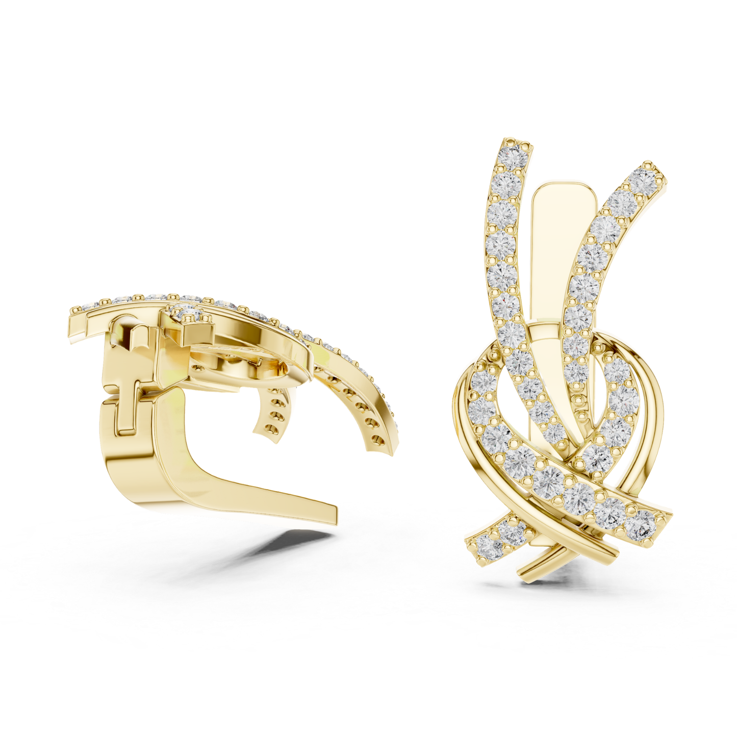 Twisted Diamond Drop Earrings with Criss Cross Elegance | Contemporary Luxury