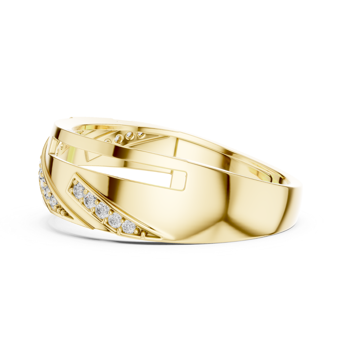 Luxury Geometric Diamond Wedding Band | Modern Wide Style