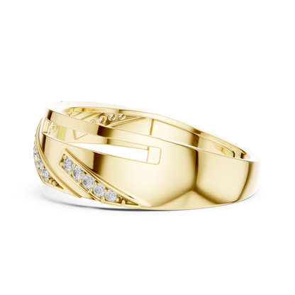 Luxury Geometric Diamond Wedding Band | Modern Wide Style