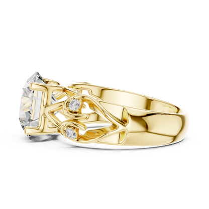 Round Cut Diamond Ring with Detailed Band | Every Detail Shines
