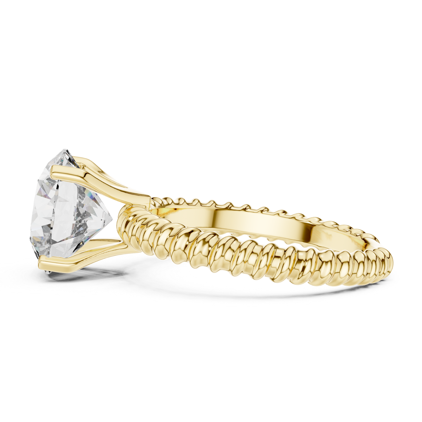 Round Diamond Rope Texture Ring | Twisted in Pure Brilliance
