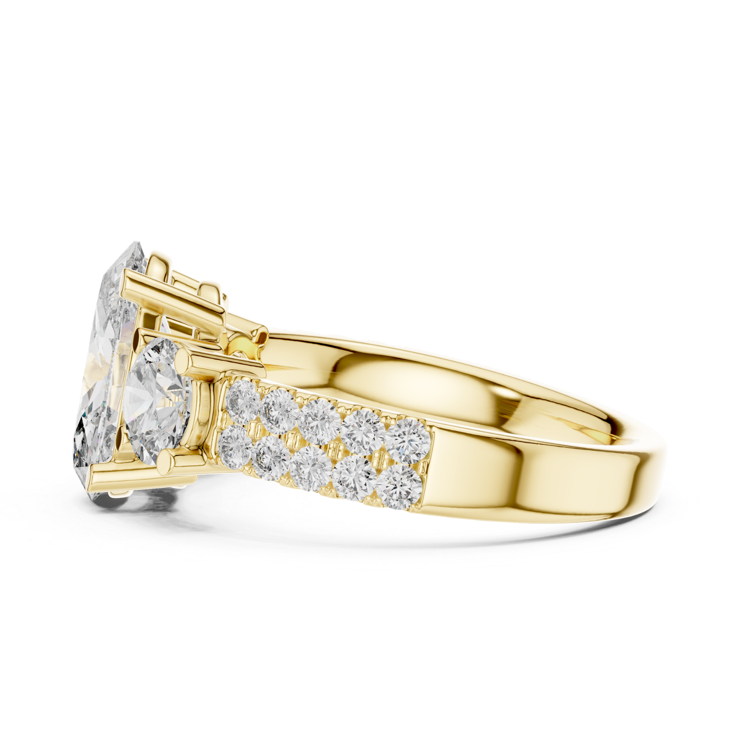 Oval Cut Three Stone Diamond Ring | Luxury Gold Engagement Style