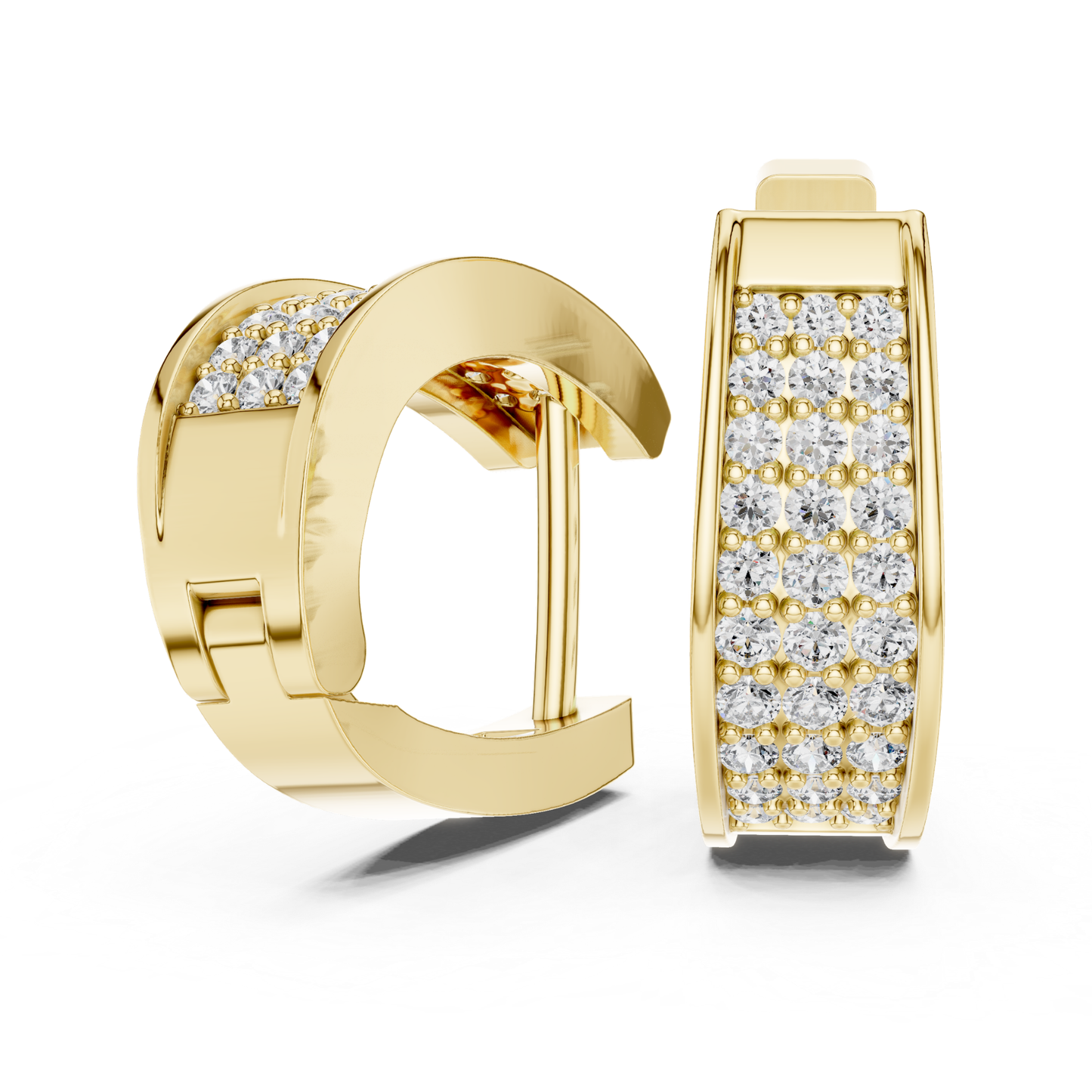 Rectangular Diamond Hoop Earrings with Multi Row Brilliance | Modern Radiance
