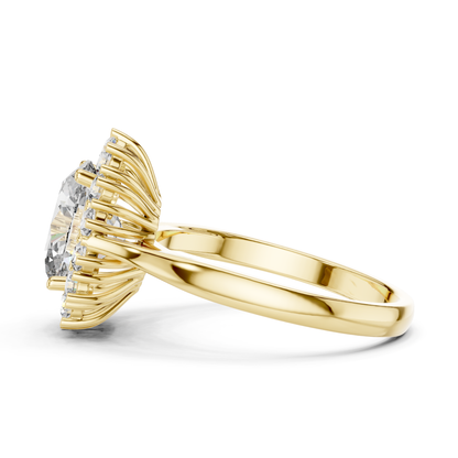 Oval Cut Halo Diamond Rings | Luxury Yellow Gold Statement Style