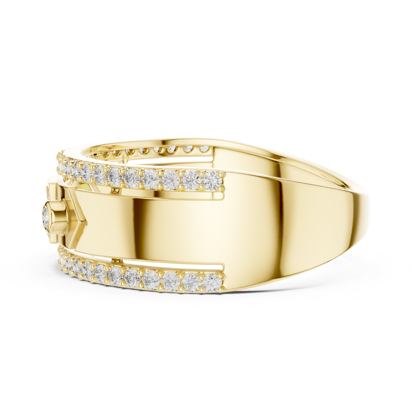 Luxury Diamond Square Center Band Rings | Modern Statement Style