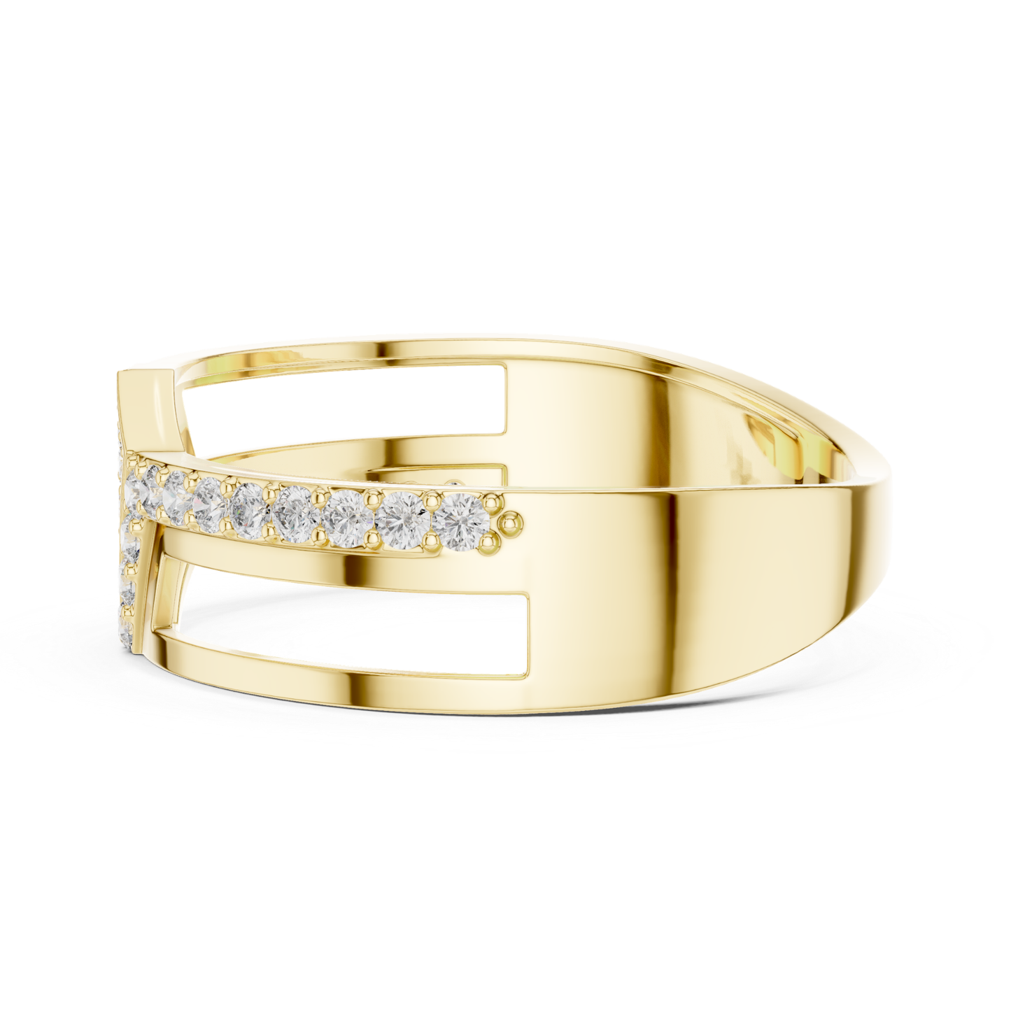 Luxury Geometric Diamond Open Ring | Modern White Gold Style