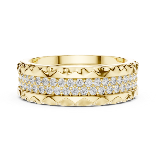 Diamond Eternity Hammered Texture Band | Luxury Gold Style