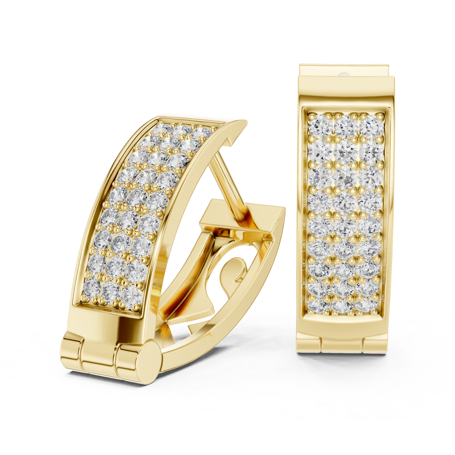 Rectangular Pave Diamond Hoop Earrings | Modern Luxe Brilliance