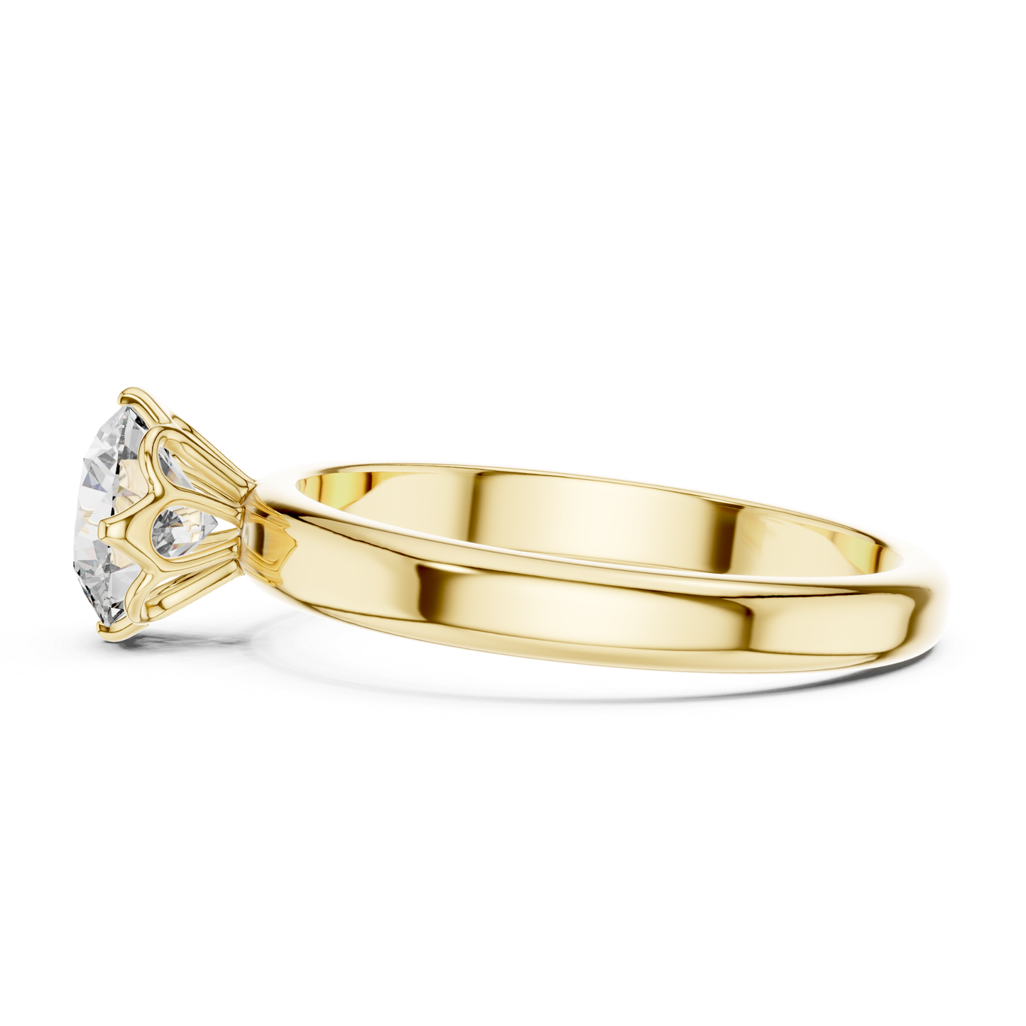 Round Diamond Plain Solitaire Ring | 18K Gold Jewelry