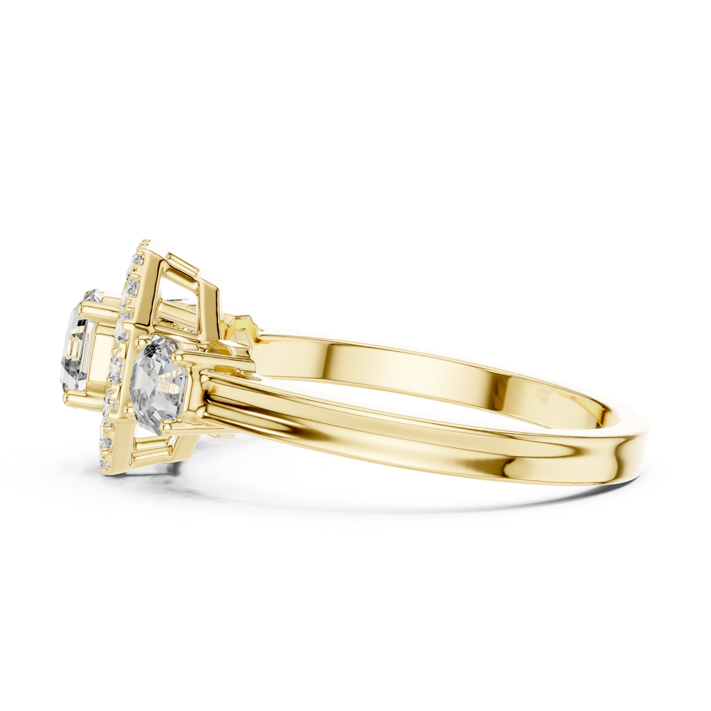 Octagon Halo Three Diamond Band Ring | Eight Sides of Brilliance