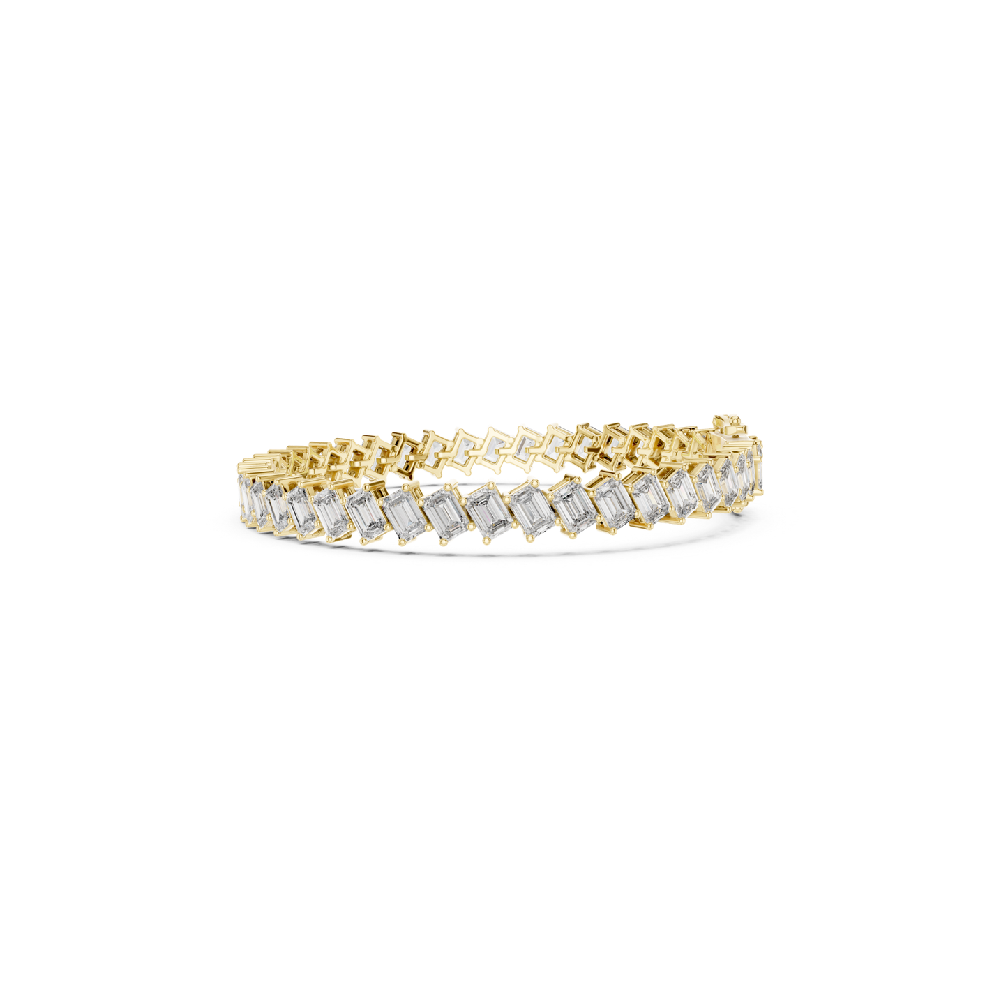 Emerald Cut Diamond Tennis Bracelet | Luxury White Gold Style