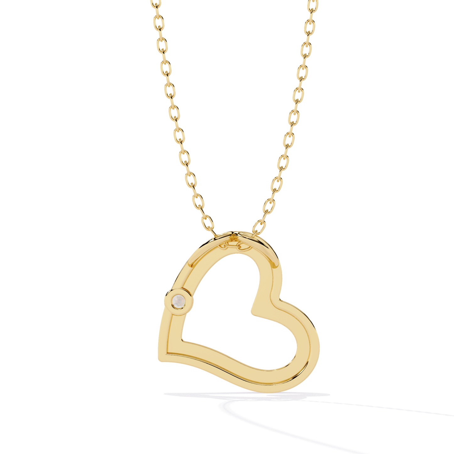 Side Accent Diamond Heart Pendant