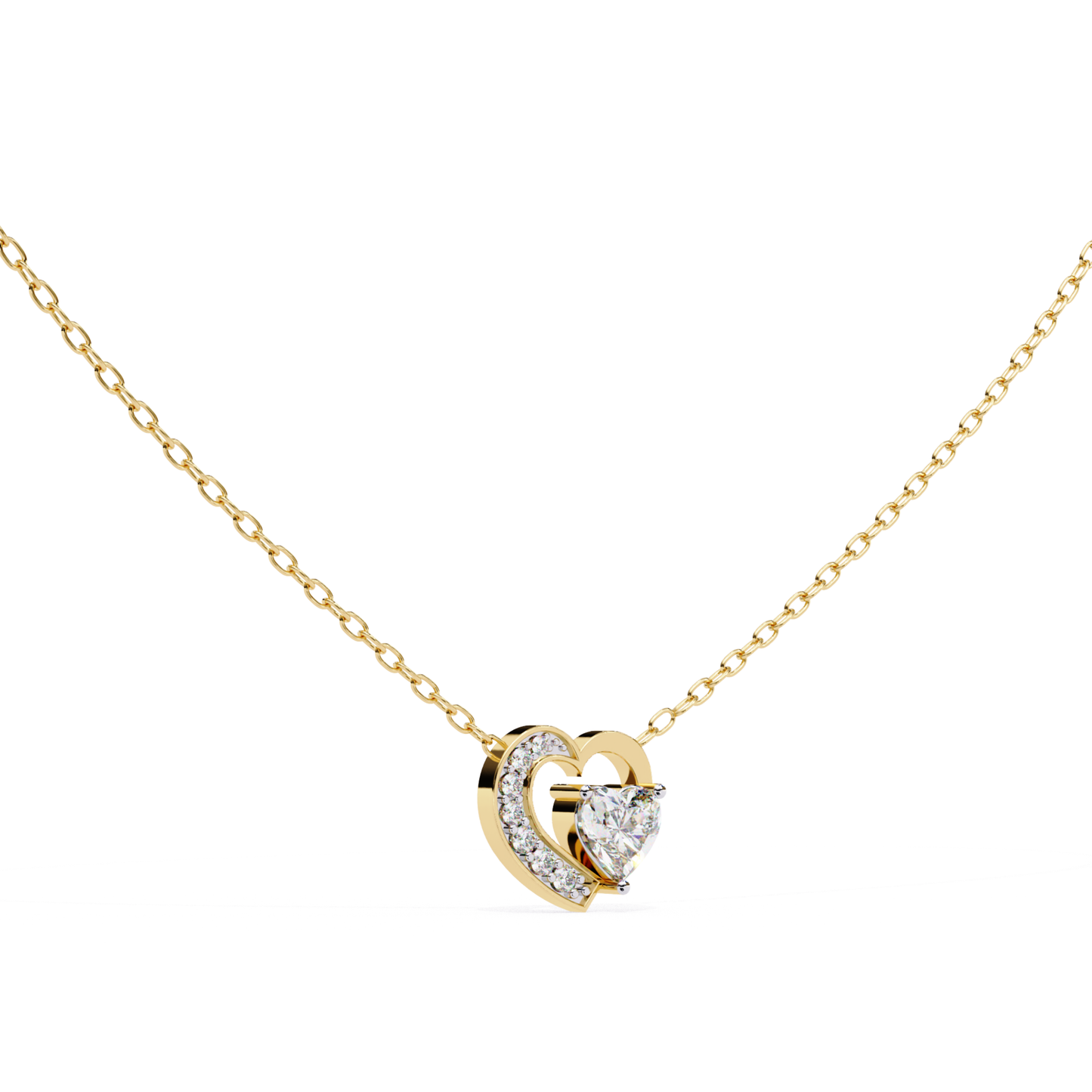 Heart Cut Lab Grown Diamond Double-Heart Pendent with Chain