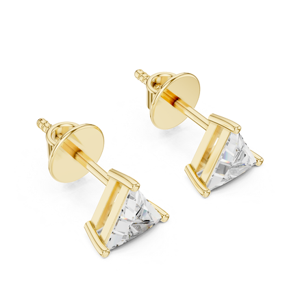 Trillion Cut Diamond Stud Earrings with Prong Setting | 18K
