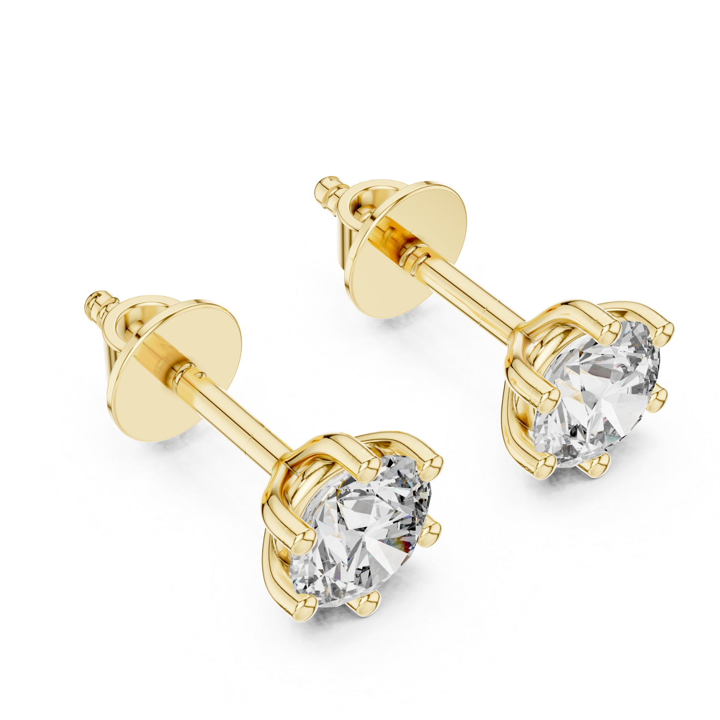 Round Diamond Stud Earrings | Timeless Brilliance in Six Prong Setting