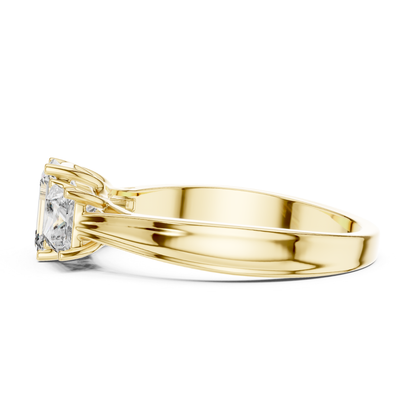 Emerald Center Three Diamond Band Ring | Royally Green & Brilliant