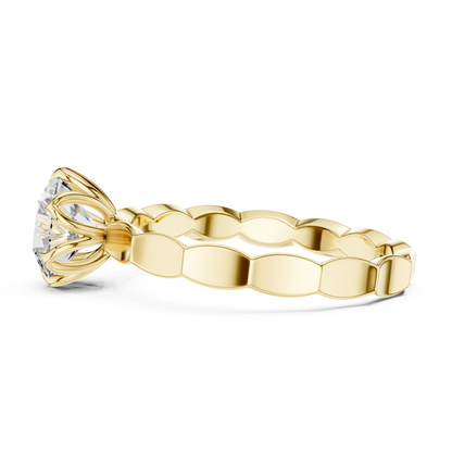 Round Diamond Floral Band Ring | 18K Gold Fine Jewelry