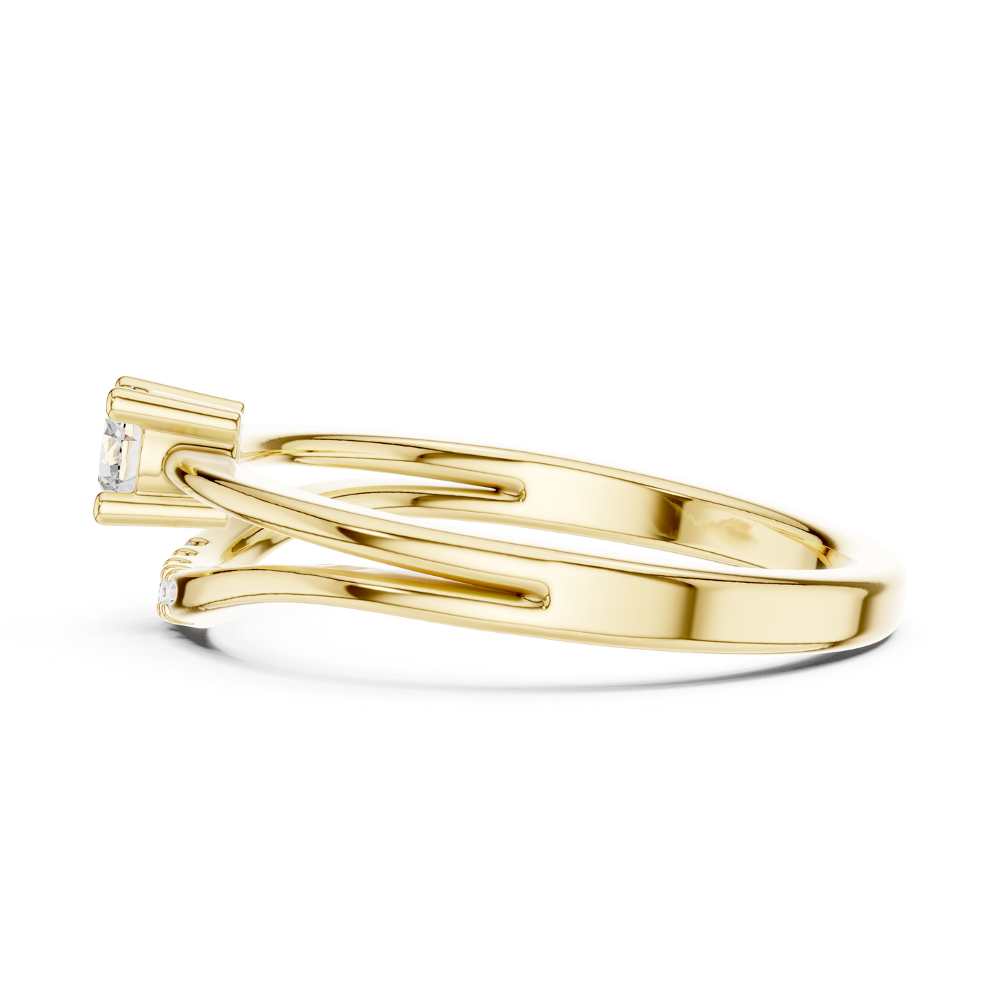 Round Cut Diamond Chevron Ring | Elegant Minimal Luxury Style