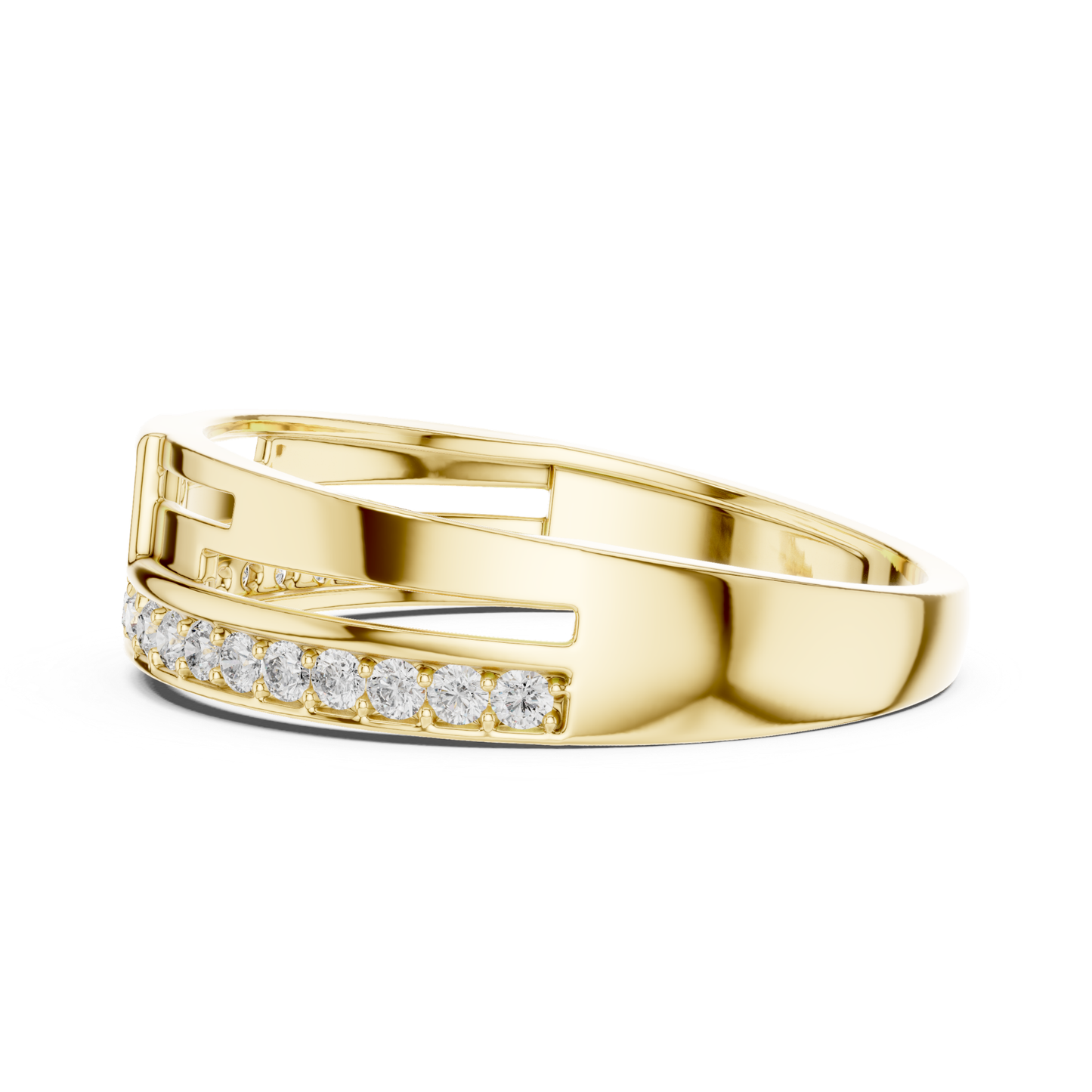 Round Diamond Channel Set Wedding Band | Modern Luxury Style
