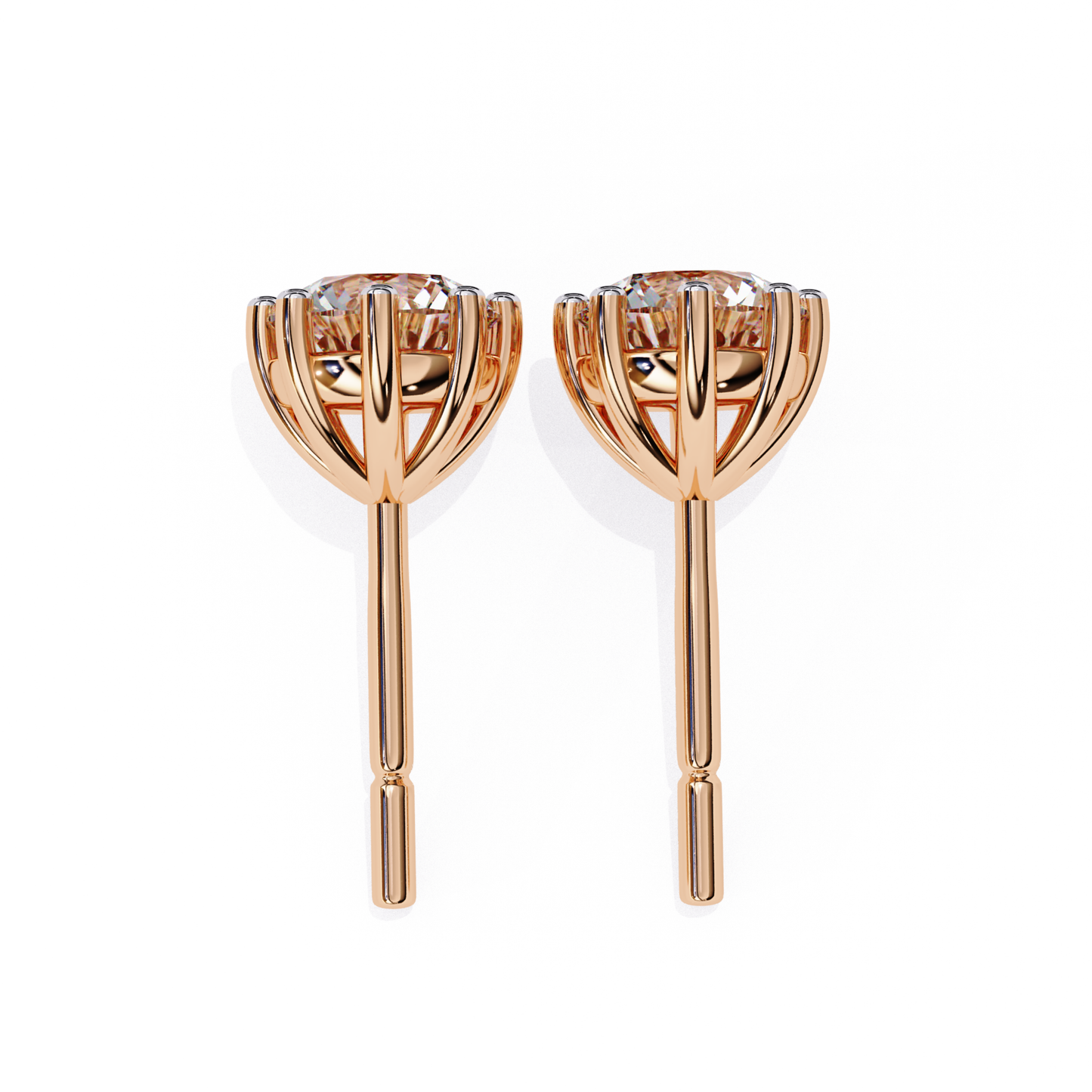 Gold Diamond Elegant Stud Earrings