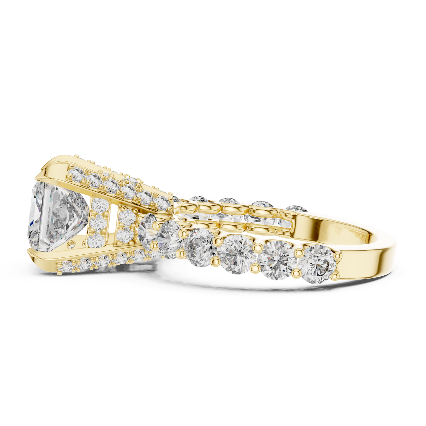Princess Cut Diamond Ring with Pave Band | Royal Reign of Brilliance