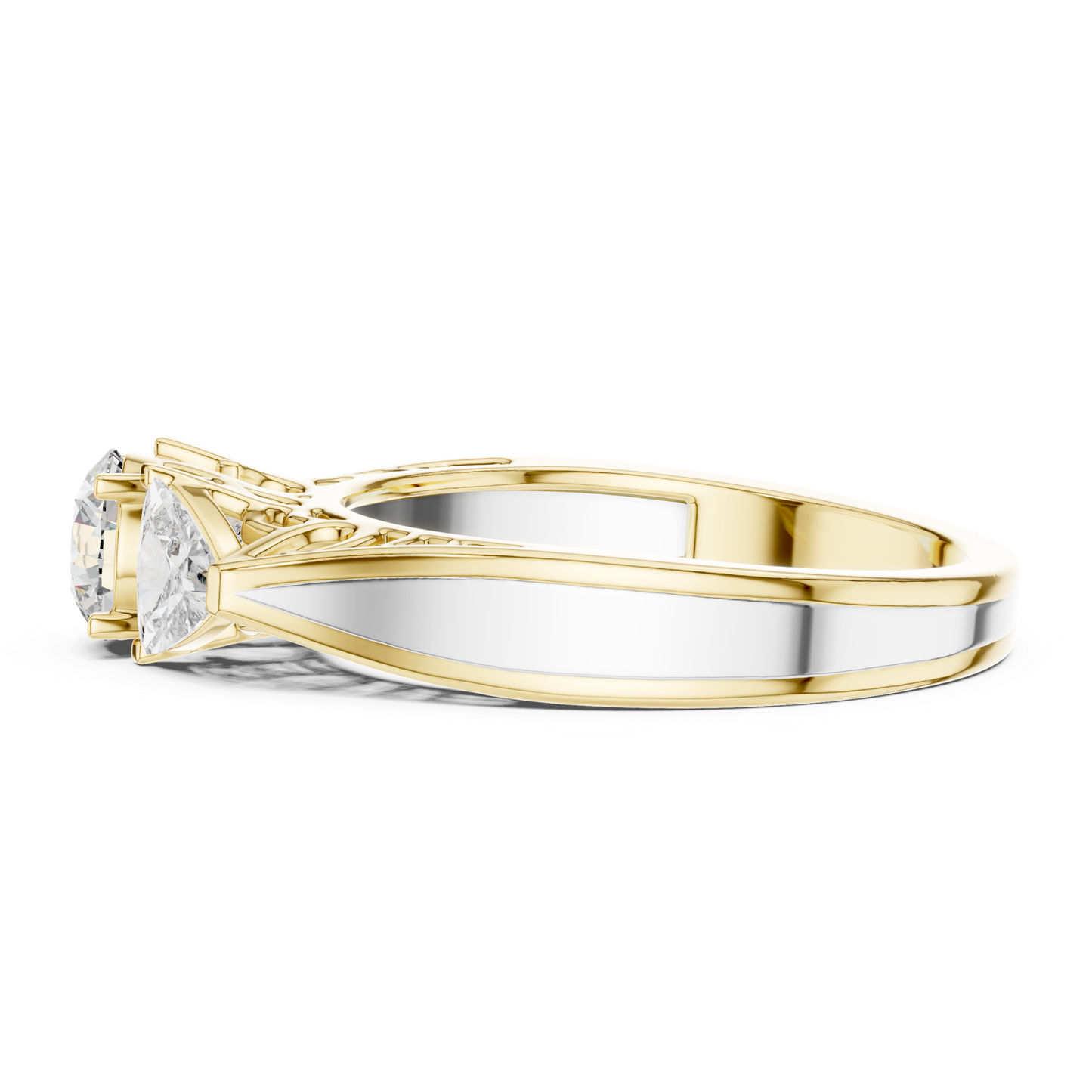 Runder Diamant-Ring mit drei Steinen | Drei Steine, eine Liebe