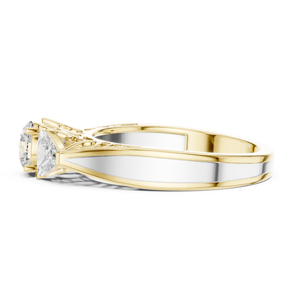 Runder Diamant-Ring mit drei Steinen | Drei Steine, eine Liebe
