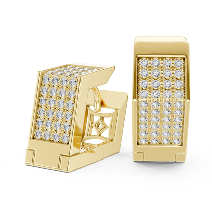 Rectangular Diamond Hoop Earrings with Multi Row Brilliance | Modern Radiance