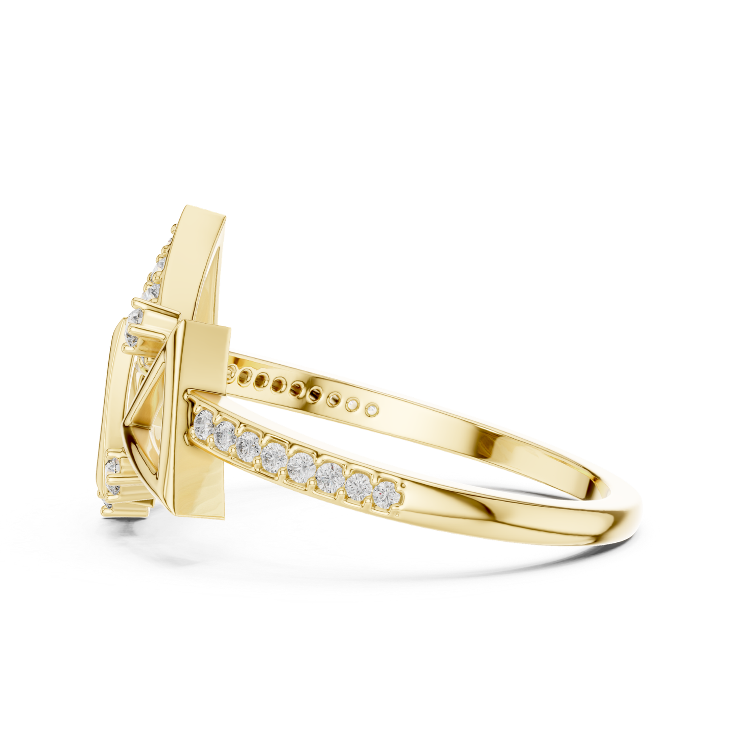 Round Diamond Triangle Open Wrap Ring | Modern Luxury Style
