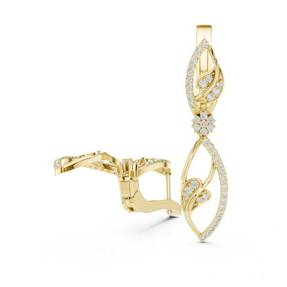 Floral Leaf Diamond Drop Earrings | Elegant Nature Inspired Luxury