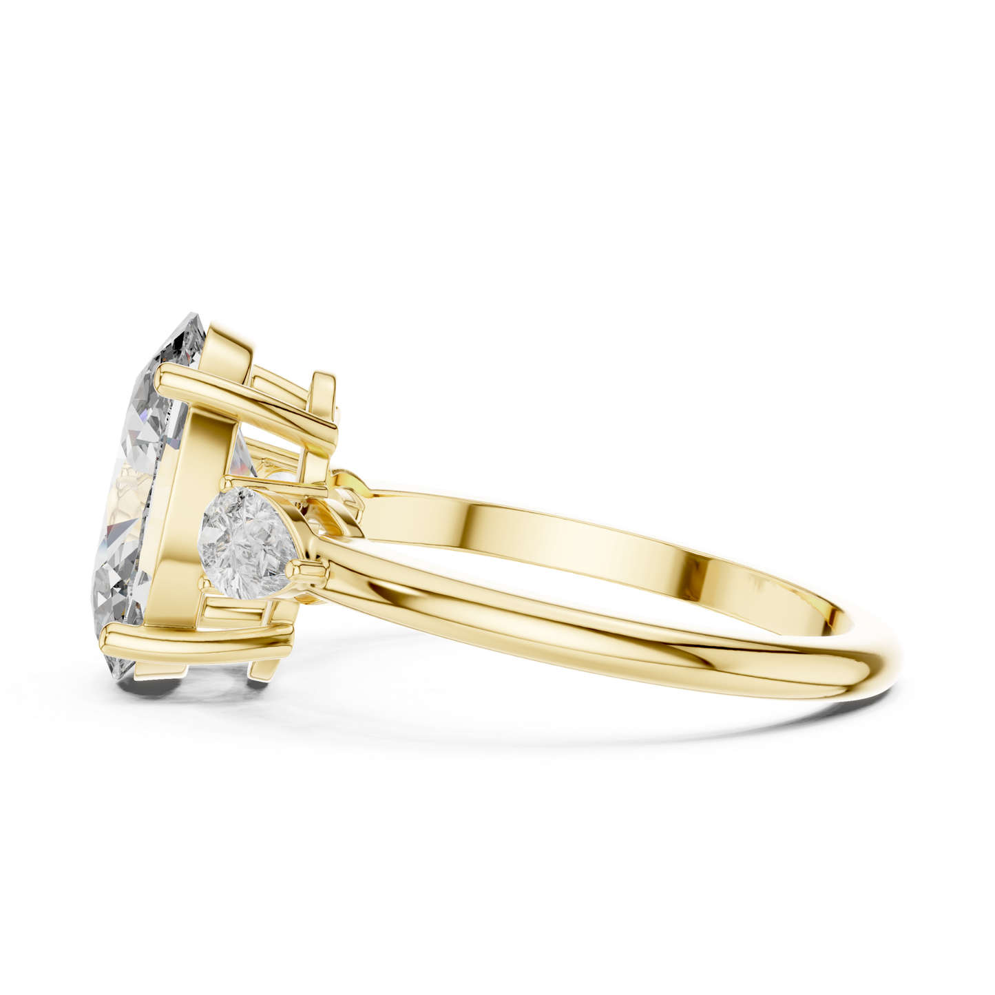 Pear Cut Diamond Ring with Oval Side Stones | Grace Meets Glamour