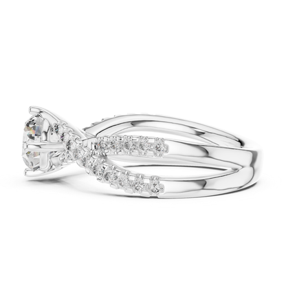 Round Cut Diamond Criss Cross Engagement Ring | Luxury Bridal Style
